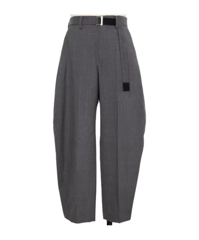 Sacai Casual Pants With Belt Loops In Gray