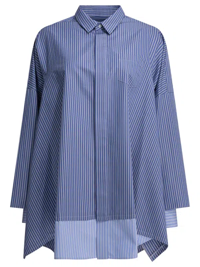 Sacai Casual Striped Shirt In Blue
