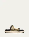 Sacai Chain Leather Buckle Espadrille Sandals In Black
