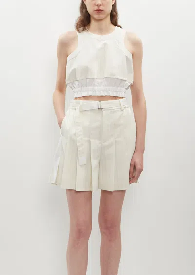 Sacai Chalk Stripe Cropped Tank Top In Off White