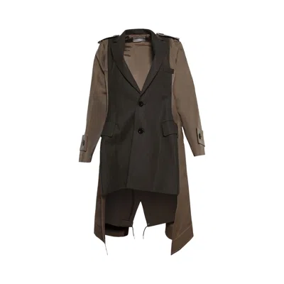 Pre-owned Sacai Chalk Stripe Double-faced Jacket 'khaki/beige' | Tan | Women's Size 2