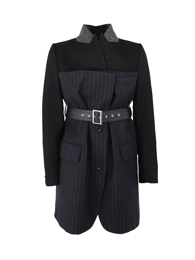 Sacai Chalk Stripe Jacket In Black
