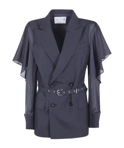 Sacai Chalk Stripe Jacket In Black