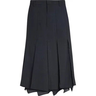 Sacai Chalk Stripe Mixed Media Skirt In Black