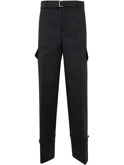 Sacai Chalk Stripe Pants In Black