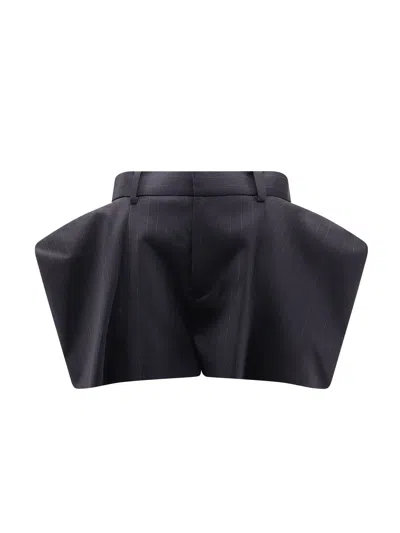 Sacai Pinstriped Mini Shorts In Black