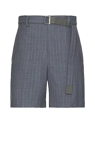 Sacai Chalk Stripe Shorts In Gray
