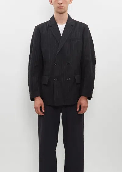 Sacai Chalk Stripe X Rip Stop Jacket In Black