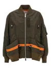 Sacai Drawstring Bomber Jacket In Green