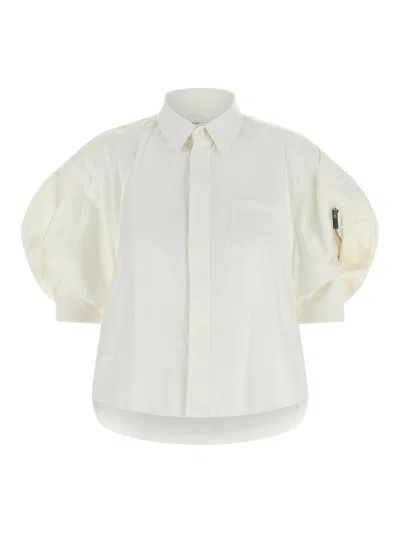 Sacai Bomber Sleeve Shirt In White