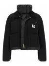 Sacai X Carhartt Wip Corduroy-collar Logo-patch Jacket In Black