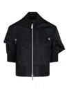 Sacai Womens Black Relaxed-fit Round-neck Shell Jacket In Black