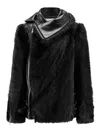 Sacai Leather Jacket With Adjustable Side Straps In Black