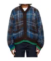 Sacai Check Mohair Knit Cardigan In Multi