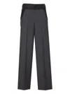 Sacai Check-pattern Buckle Trousers In Gray