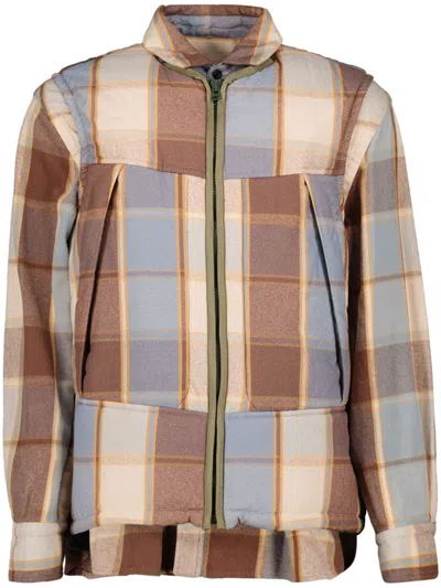 Sacai Checked Jacket In Brown