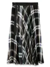 Sacai Patchwork Checked Chiffon Maxi Skirt In Brown