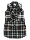 Sacai Checked Mini Dress In Green
