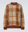 Sacai Checked Wool-blend Sweater In Brown