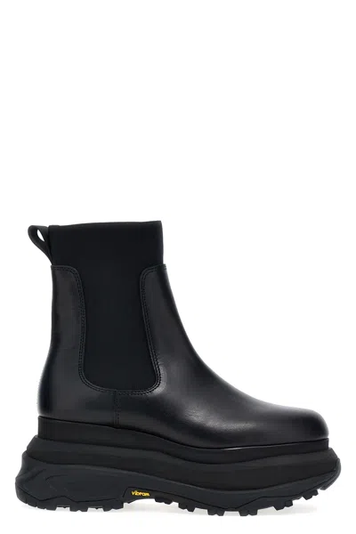 Sacai Chelsea Leather Ankle Boots In Black