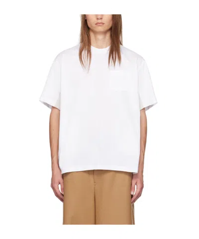 Sacai Chest Pocket Round Collar T-shirt In White