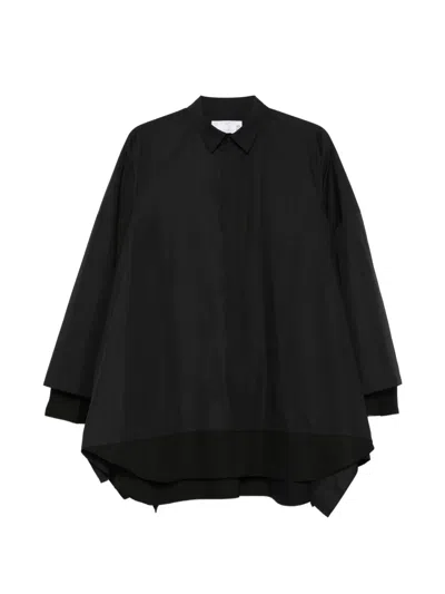 Sacai Chest-pocket Layered Shirt In Black