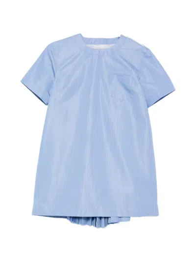 Sacai Chest-pocket Striped Dress In Blue