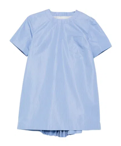 Sacai Chest-pocket Striped Dress In Blue