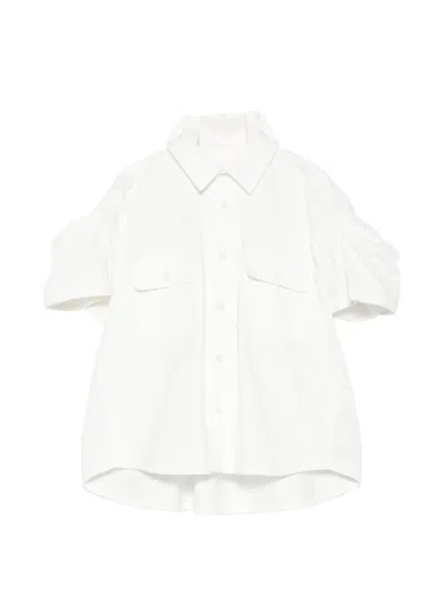 Sacai Chest-pockets Short-sleeve Shirt In White