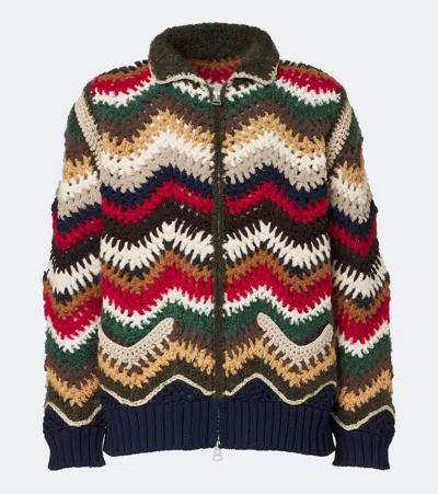 Sacai Chevron Crochet Blouson Jacket In Multicolor