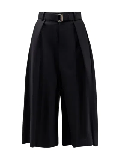 Sacai Chic Bermuda Shorts With Adjustable Belt In Black