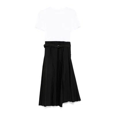 Sacai Chic Layered Mini Dress In Black