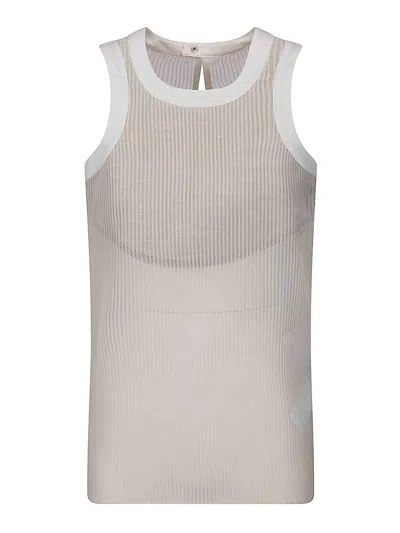 Sacai Chiffon Tank Top In Neutral