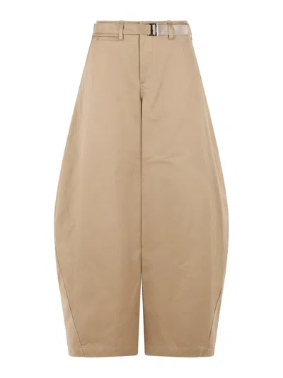 SACAI CHINO BEIGE COTTON PANTS