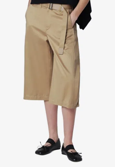 Sacai Chino Bermuda Shorts In Brown