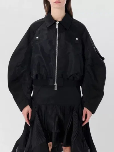 Sacai Chino Bomber Jacket Nylon Ribbed Hem In Black