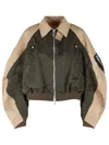 Sacai Oversized Cotton-canvas And Shell Bomber Jacket In Green
