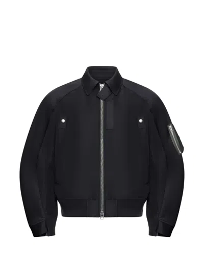 Sacai Chino Zip Bomber Jacket In Black