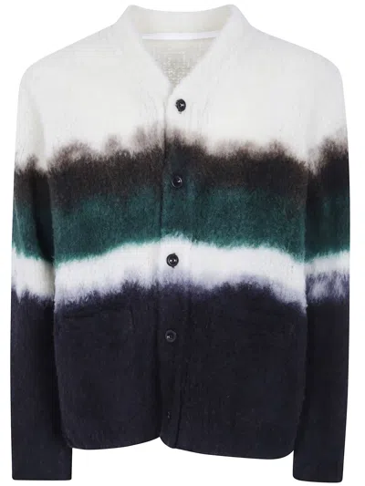 Sacai Chusen Dyed Knit Cardigan In Multi
