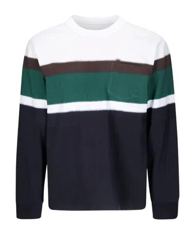 Sacai Chusen Dyed Striped Long Sleeved T-shirt In Multi