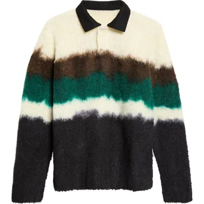 Sacai Multicolour Gradient Striped Polo Sweater In Multicolor