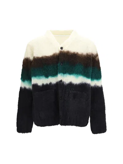Sacai Chusen-dyed Striped Wool Cardigan In Multi