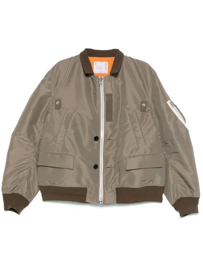 Sacai Classic-collar Bomber Jacket In Green