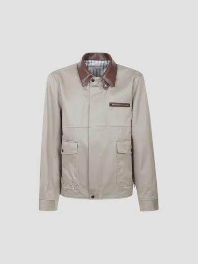 Sacai Classic Cotton Chino Blouson Jacket In Gray