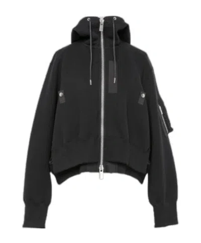 Sacai Classic-hood Zipped Jacket In Black