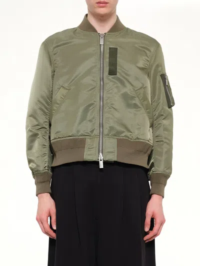 Sacai Classic Nylon Twill Blouson In Khaki