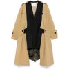 Sacai Pinstripe Detailed Panelled Trench Coat In Brown
