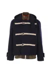Sacai Hooded Toggle-fastening Coat In Blue