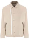 Sacai Cotton Jacket Collared Elasticated Hem In Beige