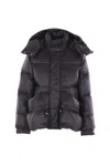 Sacai Black Nylon Down Jacket With Drawstring In Purple